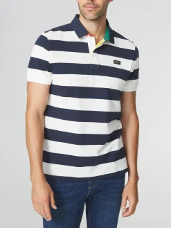 Polo Homme Coupe Ajustée Rayures Blanc et Marine SERGOPOL
