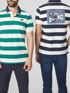Polo Homme Coupe Ajustée Rayures Blanc et Marine SERGOPOL