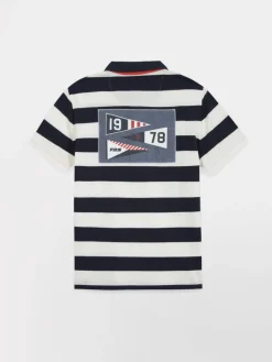 Polo Homme Coupe Ajustée Rayures Blanc et Marine SERGOPOL