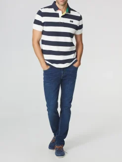 Polo Homme Coupe Ajustée Rayures Blanc et Marine SERGOPOL