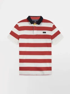 Polo Homme Coupe Ajustée Rayures Blanc et Rouge SERGOPOL