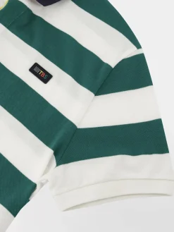 Polo Homme Coupe Ajustée Rayures Blanc et Vert SERGOPOL