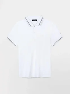 Polo Homme Coupe Ajustée Séchage Rapide Stretch Blanc ATTONPOL