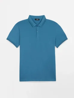 Polo Homme Coupe Ajustée Séchage Rapide Stretch Bleu ATTONPOL