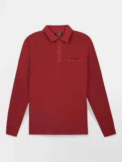 Polo Homme Epais Manches Longues Coton Rouge CAVEZPOL