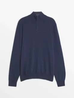 Pull Homme Col Camionneur Bleu
