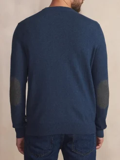Pull Homme Col Rond Laine Coton Marine