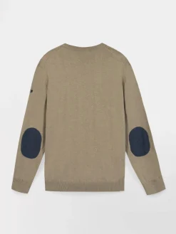 Pull Homme Col Rond Laine Coton Beige MALIKRON
