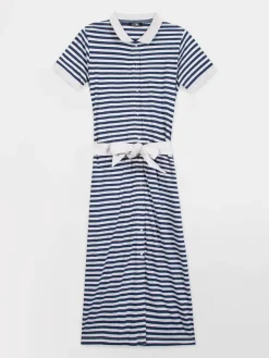 Robe Col Polo Maille Rayures Bleues et Blanches ADIOLROB