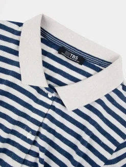 Robe Col Polo Maille Rayures Bleues et Blanches ADIOLROB