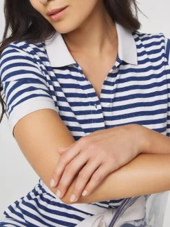 Robe Col Polo Maille Rayures Bleues et Blanches ADIOLROB