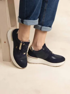 Running Femme Doublée Cuir Marine et Or TYLAZIP