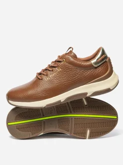 Running Femme Doublée Textile Cuir Pecan et Champagne JAZZRUN