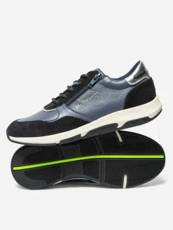 Running Femme Doublée Textile Cuir Ardoise et Marine JAZAZIP