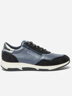 Running Femme Doublée Textile Cuir Ardoise et Marine JAZAZIP