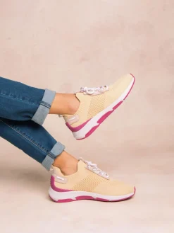 Running femme jaune pale et fuschia JELLINA