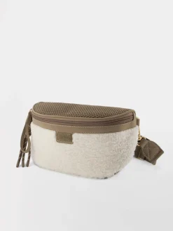 Sac Banane Femme Cuir Dark Taupe et Off White JAZABAN