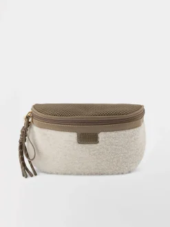 Sac Banane Femme Cuir Dark Taupe et Off White JAZABAN