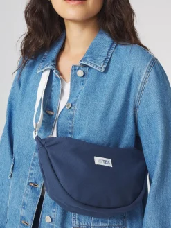Sac Banane Femme Toile Coton Recyclé 30 x 17 x10cm Marine ROSALIE
