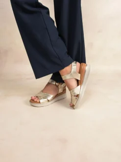 Sandales compensées femme platine HOULEMA