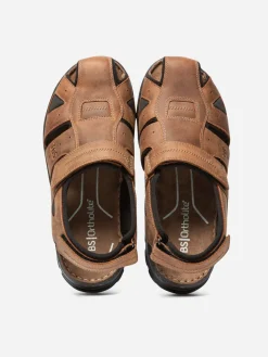 Sandales Homme Confort Ortholite Cuir Marron
