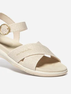 Sandales plates femme chine lin et gold CELINEA