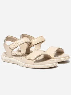 Sandales plates femme lin et champagne JAZSUNY