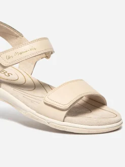 Sandales plates femme lin et champagne JAZSUNY