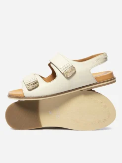 Sandales plates femme off-white et python MARIELA