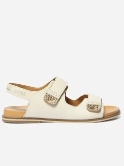 Sandales plates femme off-white et python MARIELA