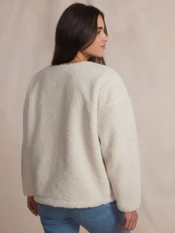 Sweat femme ecru WILDAZIP