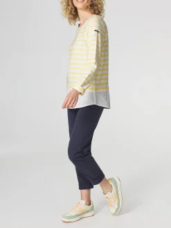 Sweat Femme Jersey Rayures Jaunes et Blanches ALIYARON