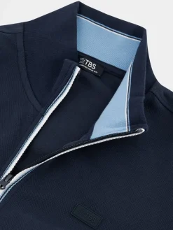 Sweat Zippé Homme Col Montant Marine LONNIGIL