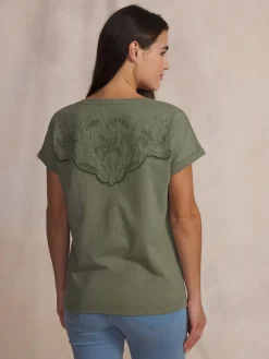 Tee-shirt en maille femme kaki MAHIATEE