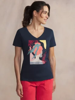 Tee-shirt en maille femme navy SABBATEE