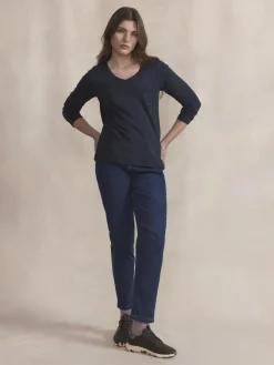 Tee Shirt Femme Manche Longues Coton Bleu ADINALON