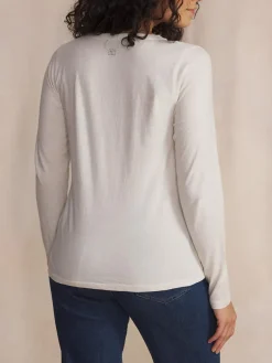 Tee Shirt Femme Manche Longues Coton Blanc ADINALON