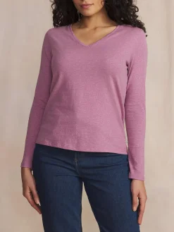 Tee Shirt Femme Manche Longues Coton Rouge ADINALON