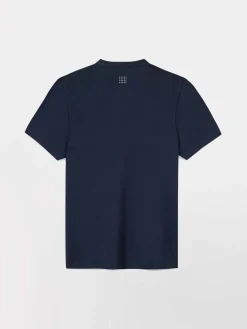 Tee Shirt Homme Col Tunisien Marine