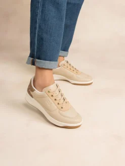 Tennis en cuir femme beige et platine BRANDIE