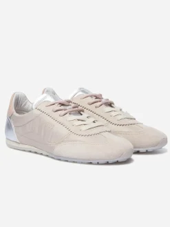 Tennis en cuir femme beige et rose ESTRELA