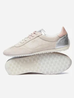 Tennis en cuir femme beige et rose ESTRELA