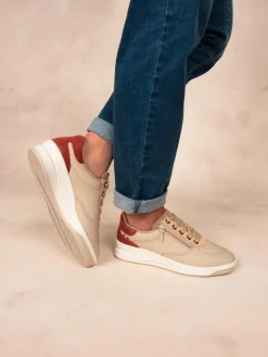 Tennis en cuir femme beige et rouille BRAZIP