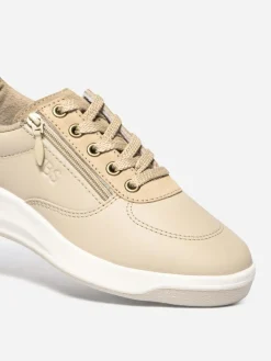 Tennis en cuir femme beige et rouille BRAZIP
