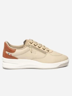 Tennis en cuir femme beige et rouille BRAZIP