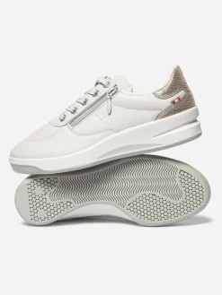 Tennis en cuir femme blanc et argent BRAZIP
