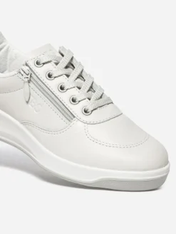 Tennis en cuir femme blanc et argent BRAZIP