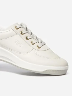 Tennis en cuir femme blanc et or BRANDIE