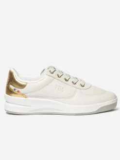 Tennis en cuir femme blanc et or BRANDIE