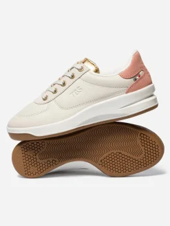 Tennis en cuir femme blanc et rose BRANDIE